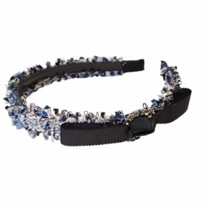 Hårbøyle bouclè med sløyfe og stener